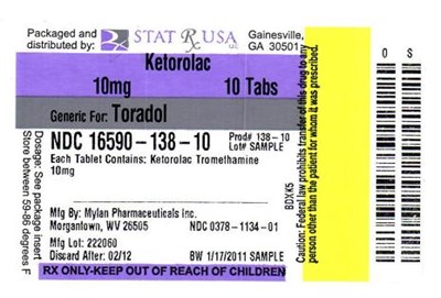 Label Image (Ketorolac 10mg Label 138)